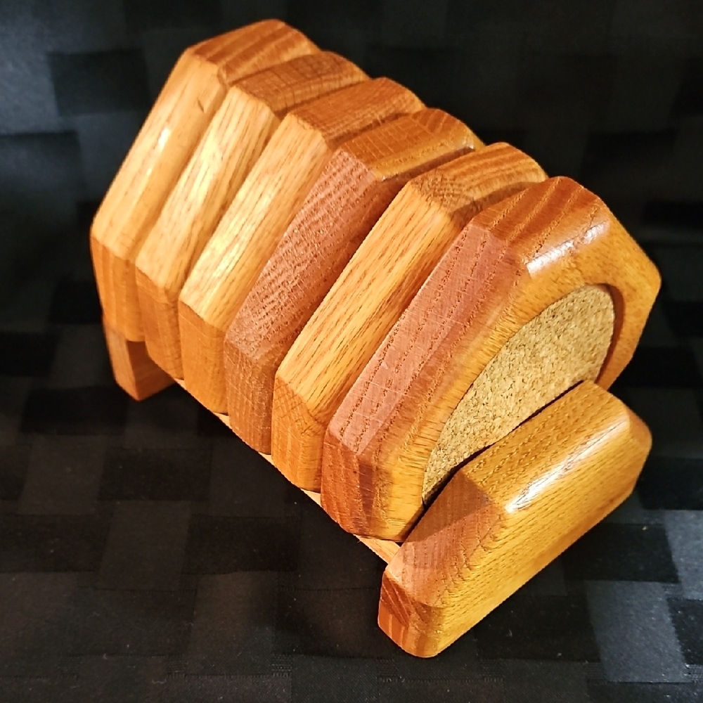 VTG Wooden Coaster Set with Holder